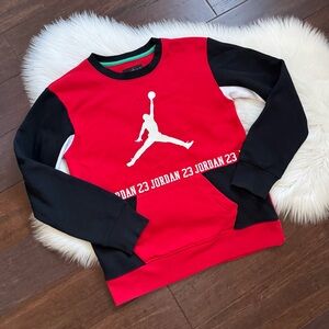 Boys Jordan Logo Jumpman 23 Colorblock Crewneck Sweatshirt Crew L